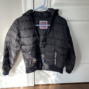 Justice black hooded lightweight jacket